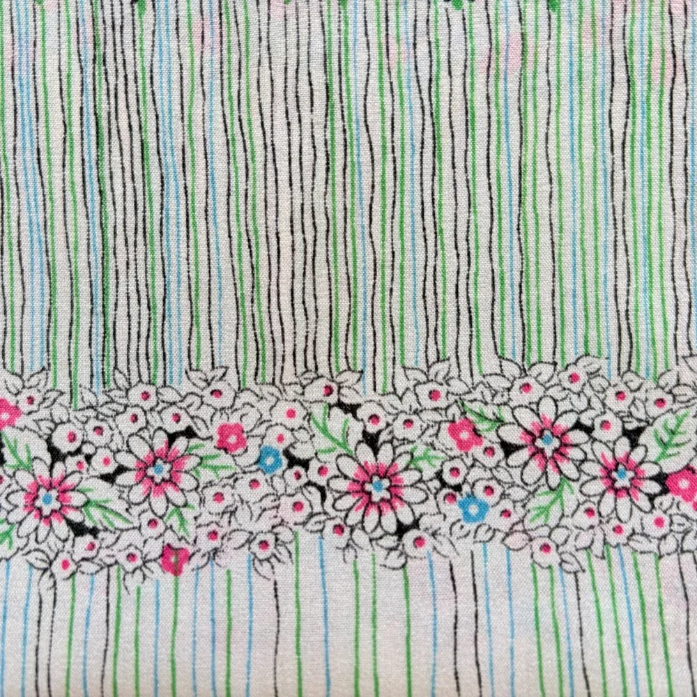 Vintage Floral Striped Oblong Scarf 70s 80s